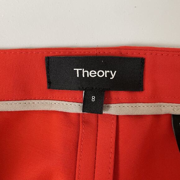 Theory Classic Skinny Pants Fire Opal Red Orange Stretch 8 Work Casual Career - Picture 4 of 10